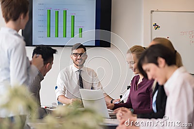 Young business people group on team meeting at modern office Stock Photo