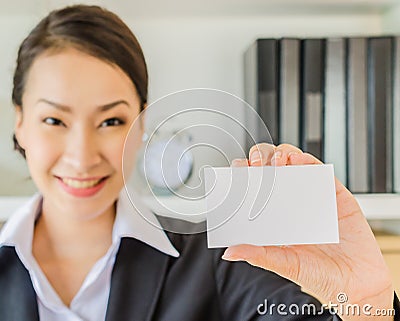 Young business show empty card Stock Photo