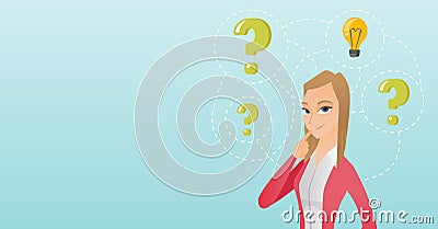 Young business woman having business idea. Vector Illustration