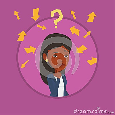 Young business woman thinking vector illustration. Vector Illustration