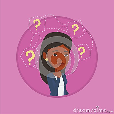 Young business woman thinking vector illustration. Vector Illustration