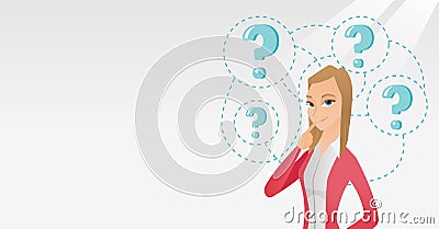 Young business woman thinking vector illustration. Vector Illustration