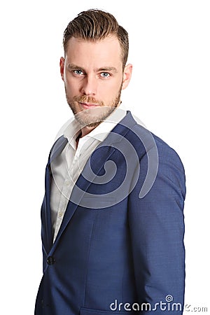 Young businessman in blue suit Stock Photo