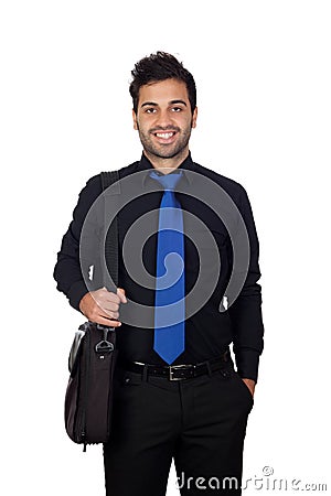 Young businessman with a briefcase for laptop Stock Photo