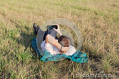 Young businessman browsing in Internet Stock Photo