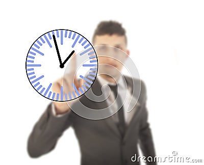 Young businessman with clock isolated Stock Photo