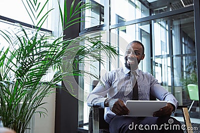 Young businessman after departure in airport, work trip, business lifestyle Stock Photo