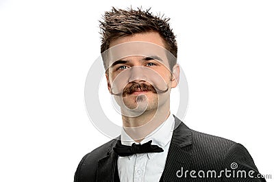 Young Businessman With Fancy Mustache Stock Photo