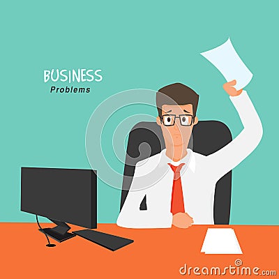 Young Businessman in office. Cartoon Illustration