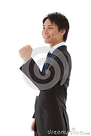 Young businessman posing guts Stock Photo