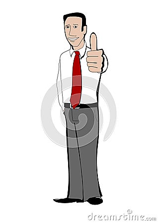 Young businessman shows thumb up Vector Illustration