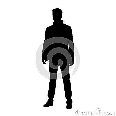 Young businessman standing in suit, isolated vector silhouette Vector Illustration