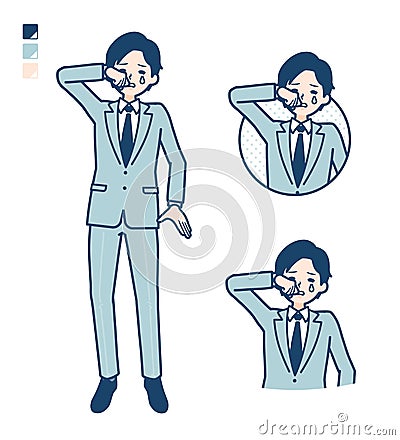 Simple suit businessman_cry Vector Illustration