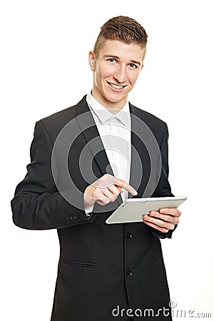 Young businessman with tablet pc Stock Photo