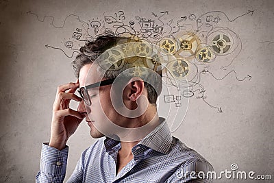 Young businessman thinking Stock Photo