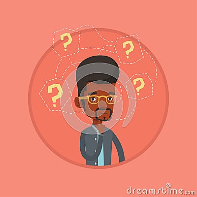 Young businessman thinking vector illustration. Vector Illustration