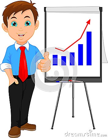 Young Businessman thumb up and good result Vector Illustration