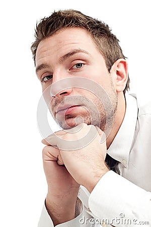 Young Businessman is upset and sad Stock Photo