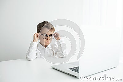 Young businessman working with laptop at office Stock Photo