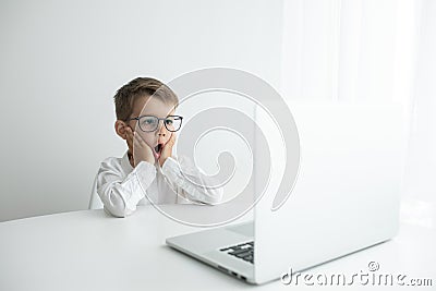 Young businessman working with laptop at office Stock Photo