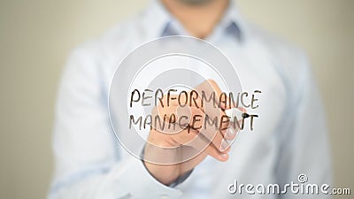 Performance Management , writing on transparent wall Stock Photo