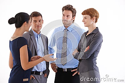 Young businesspeople talking Stock Photo