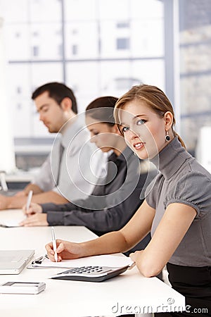 Young businessteam having a meeting in office Stock Photo