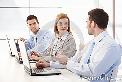 Young businessteam working together in office Stock Photo