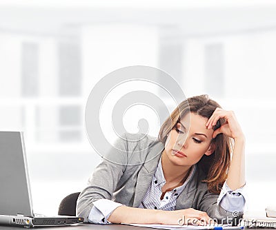 A young businesswoman feeling tired on the work Stock Photo