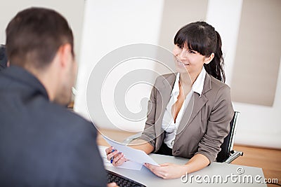 Young businesswoman at the interview Stock Photo