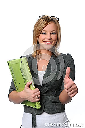 Young businesswoman with laptop Stock Photo