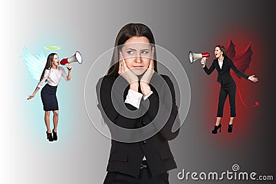 Young businesswoman making choice Stock Photo