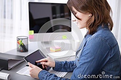 Young businesswoman surfing the internet Stock Photo