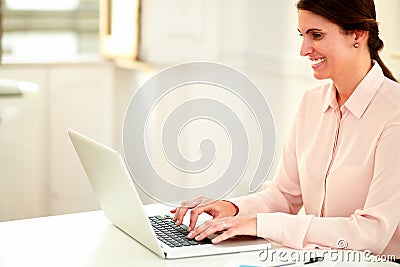 Young businesswoman working with her laptop Stock Photo