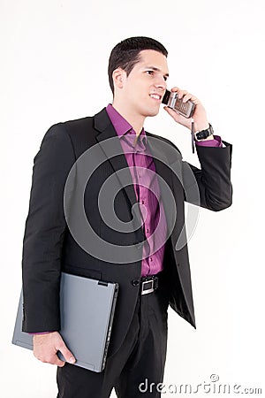 Young bussinesman with phone Stock Photo
