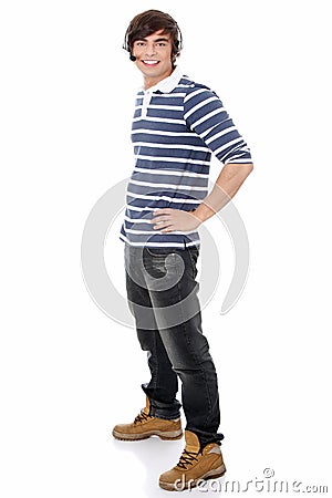 Young call center worker. Stock Photo