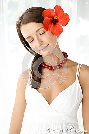 Young calm brunette Stock Photo