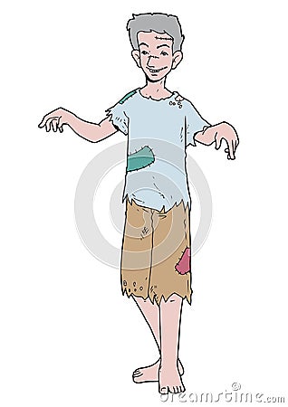 Young carzy beggar Vector Illustration