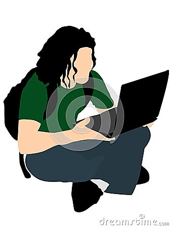 Young casual man with laptop Stock Photo