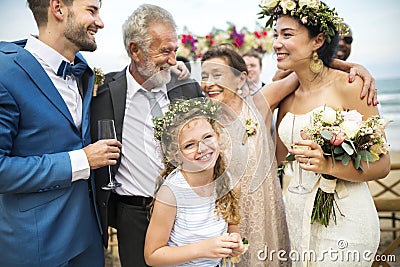 Young Caucasian couple`s wedding day Stock Photo