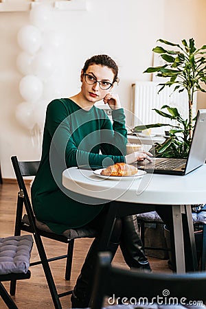 Businesswoman Working On A Laptop Stock Photo