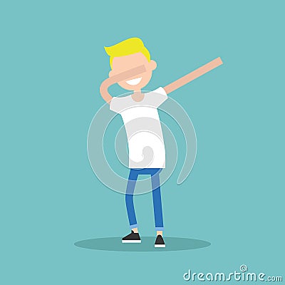 Young character making DAB dance Cartoon Illustration