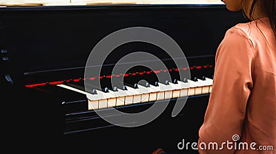 Young charming brunette girl playing the piano Generated Image Stock Photo