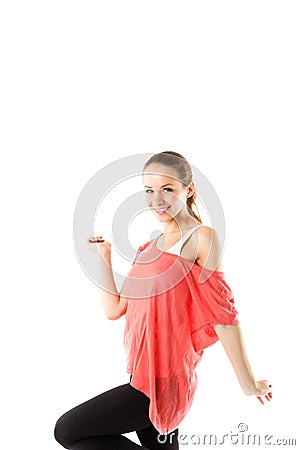 Young cheerful athletic girl, isolated. Stock Photo