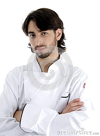 Young chef posing with his arms crossed Stock Photo