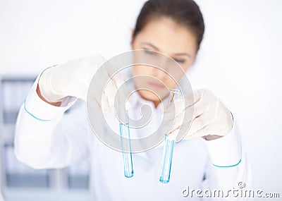 Young chemical female researcher Stock Photo