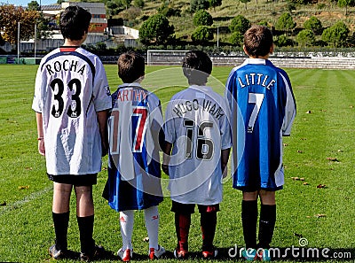 Young children wearing Football or Soccer kit Editorial Stock Photo