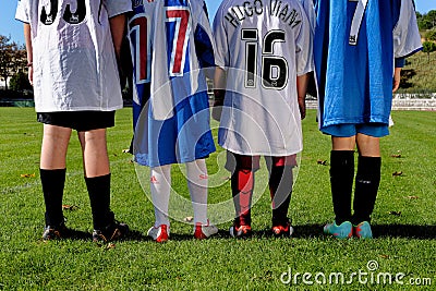 Young children wearing Football or Soccer kit Editorial Stock Photo