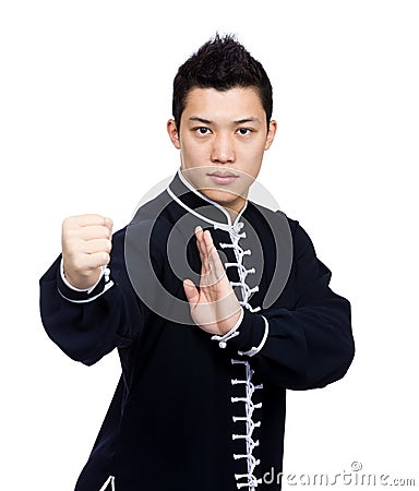 Young Chinese Kung Fu fighter Stock Photo