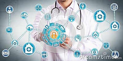 Young Clinician Securely Sharing Healthcare Data Stock Photo